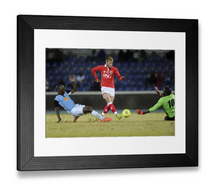 Framed Print : Bristol City's Wes Burns Goes for Glory: Botswana vs. Bristol City Football Match, July 2014