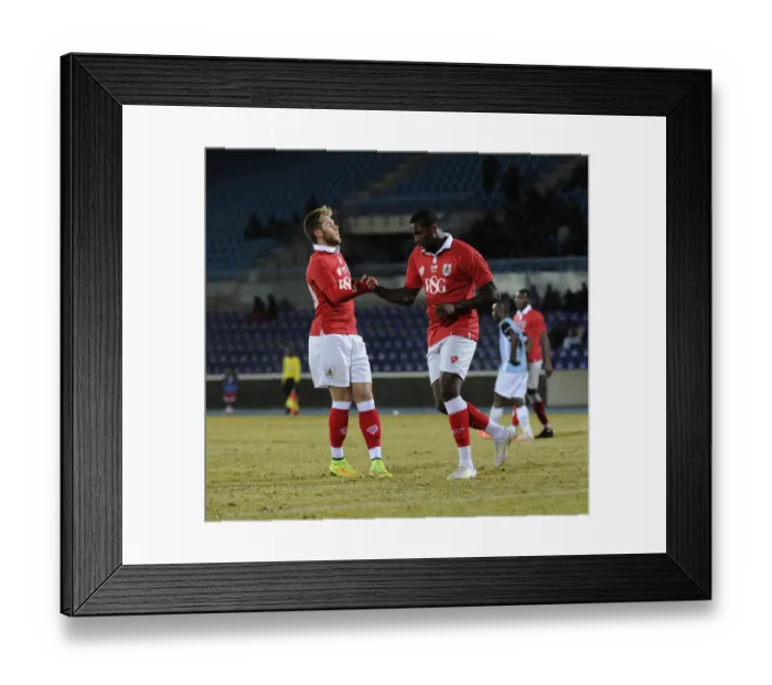 Framed Print : Bristol City's Jay Emmanuel-Thomas and Wes Burns Celebrate Goal during Botswana Tour 2014