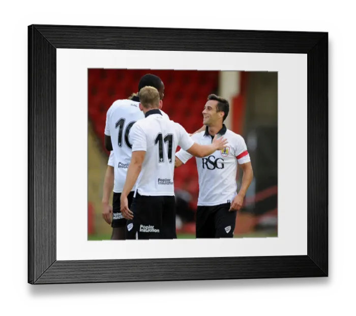 Framed Print : Bristol City's Sam Baldock Scores and Celebrates with Team Mates vs Cheltenham Town, 2014 Framed Print : Bristol City's Sam Baldock Scores and Celebrates with Team Mates vs Cheltenham Town, 2014