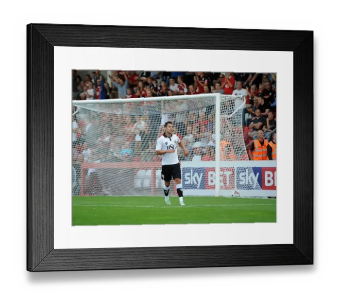 Framed Print : Bristol City's Sam Baldock Rejoices in Pre-Season Goal Against Cheltenham Town