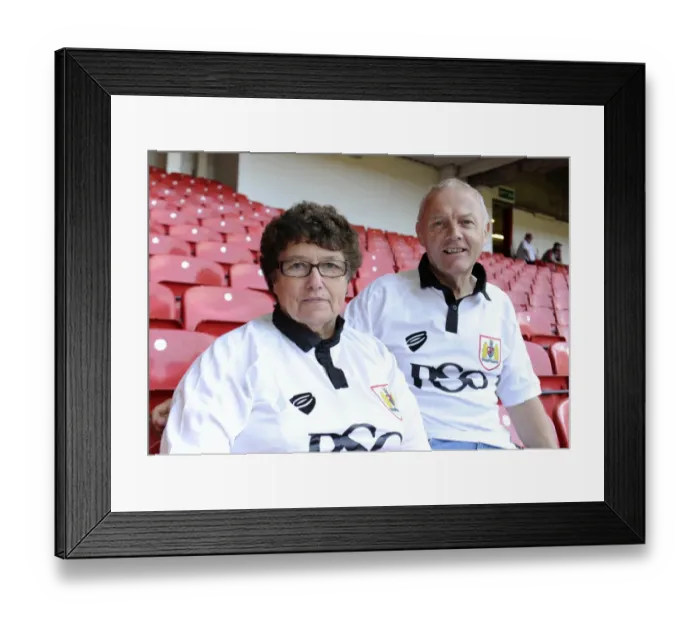 Framed Print : Bristol City Fans Kick Off League One Season at Bramal Lane Framed Print : Bristol City Fans Kick Off League One Season at Bramal Lane