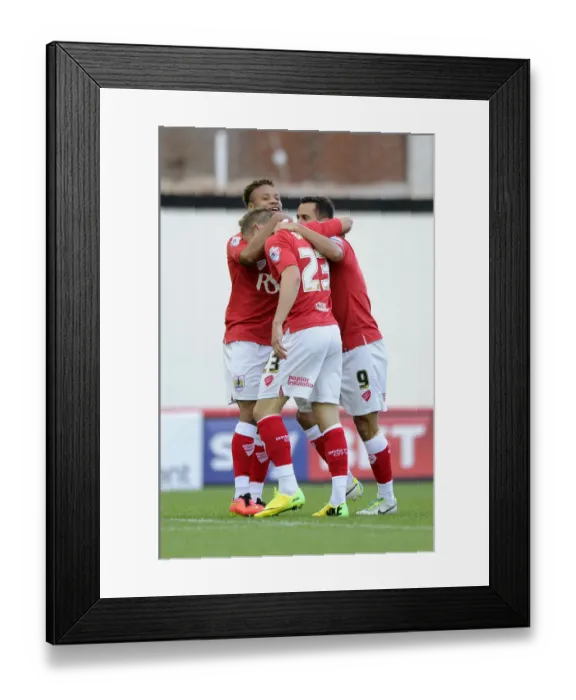 Framed Print : Bristol City Celebrates Joe Bryan's Goal Against Oxford United in Capital One Cup Framed Print : Bristol City Celebrates Joe Bryan's Goal Against Oxford United in Capital One Cup