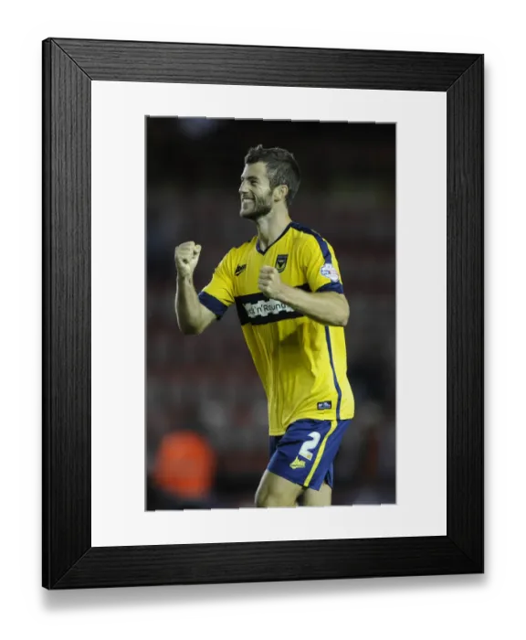 Framed Print : Celebration at Ashton Gate: Oxford United's Jonathan Meades Rejoices in First Round Cup Upset vs. Bristol City Framed Print : Celebration at Ashton Gate: Oxford United's Jonathan Meades Rejoices in First Round Cup Upset vs. Bristol City