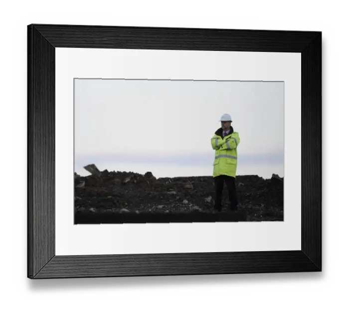 Framed Print : A Builder Watches On: Bristol City vs Oxford United at Ashton Gate, 2014
