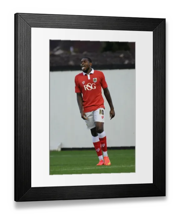 Framed Print : Bristol City's Jay Emmanuel-Thomas Reacts to Wide Shot in Bristol City v Oxford United Match Framed Print : Bristol City's Jay Emmanuel-Thomas Reacts to Wide Shot in Bristol City v Oxford United Match