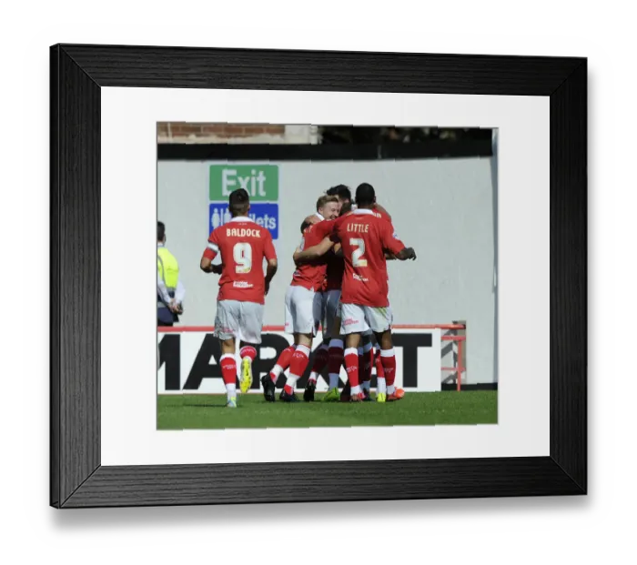 Framed Print : Bristol City Celebrates: Wilbraham's Goal vs Colchester United (16-08-2014) Framed Print : Bristol City Celebrates: Wilbraham's Goal vs Colchester United (16-08-2014)