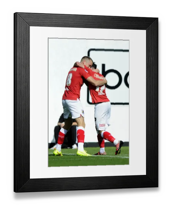 Framed Print : Bristol City's Aaron Wilbraham and Greg Cunningham Celebrate Goal vs Colchester United, Sky Bet League One, 2014 Framed Print : Bristol City's Aaron Wilbraham and Greg Cunningham Celebrate Goal vs Colchester United, Sky Bet League One, 2014