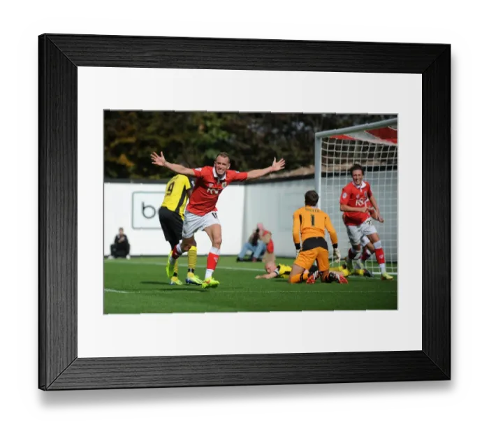 Framed Print : Aaron Wilbraham's Euphoric Goal Celebration: A Memorable Moment at Ashton Gate (Bristol City vs Colchester United, Sky Bet League One, 2014)