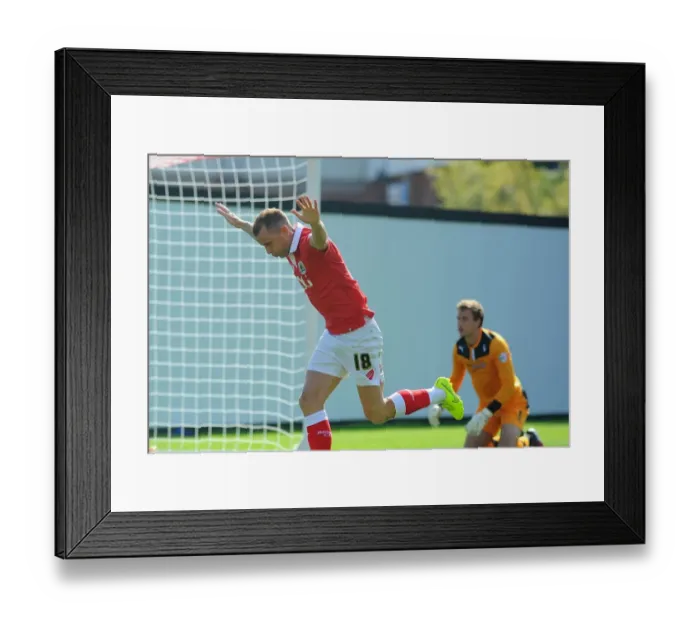Framed Print : Thrilling Goal Celebration: Aaron Wilbraham's Memorable Moment at Ashton Gate (Bristol City vs Colchester United, Sky Bet League One, 2014)
