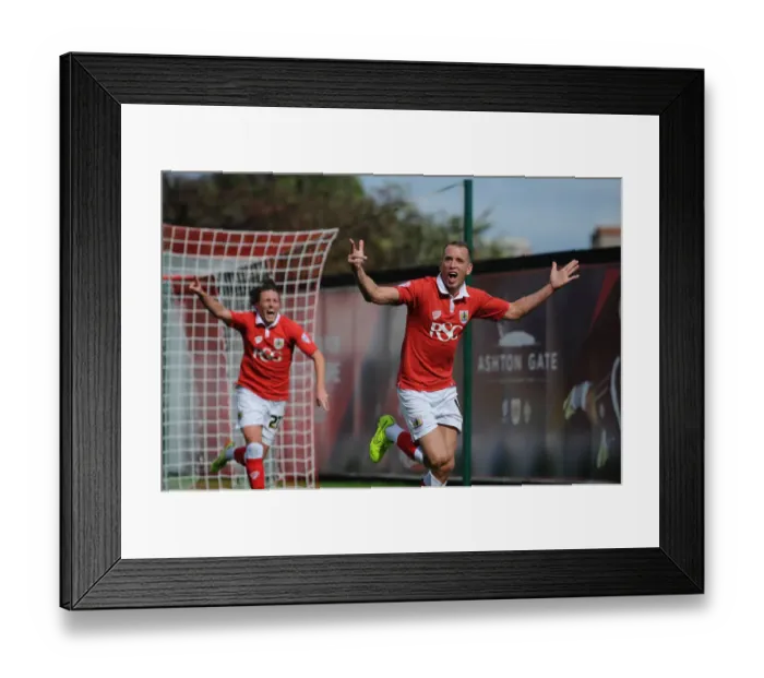 Framed Print : Aaron Wilbraham's Thrilling Goal Celebration: A Memorable Moment at Ashton Gate, Bristol City vs Colchester United, Sky Bet League One, 2014 Framed Print : Aaron Wilbraham's Thrilling Goal Celebration: A Memorable Moment at Ashton Gate, Bristol City vs Colchester United, Sky Bet League One, 2014