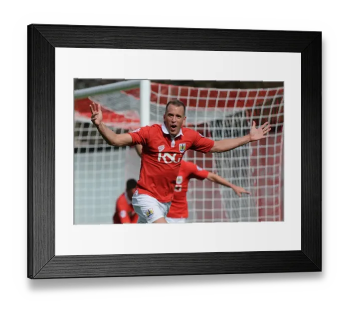 Framed Print : Bristol City's Aaron Wilbraham Celebrates Goal Against Colchester United, Sky Bet League One, 2014 Framed Print : Bristol City's Aaron Wilbraham Celebrates Goal Against Colchester United, Sky Bet League One, 2014