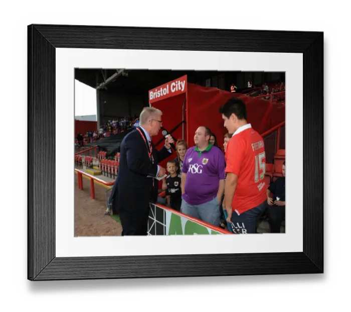 Framed Print : Bristol City Football Club: Dave Lloyd Engages Fans at Half Time during Bristol City vs Colchester United Match, Ashton Gate, 2014 Framed Print : Bristol City Football Club: Dave Lloyd Engages Fans at Half Time during Bristol City vs Colchester United Match, Ashton Gate, 2014