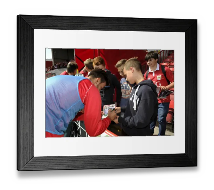 Framed Print : Marlon Pack Signs Autograph for Ecstatic Fan at Bristol City vs Colchester United Match Framed Print : Marlon Pack Signs Autograph for Ecstatic Fan at Bristol City vs Colchester United Match