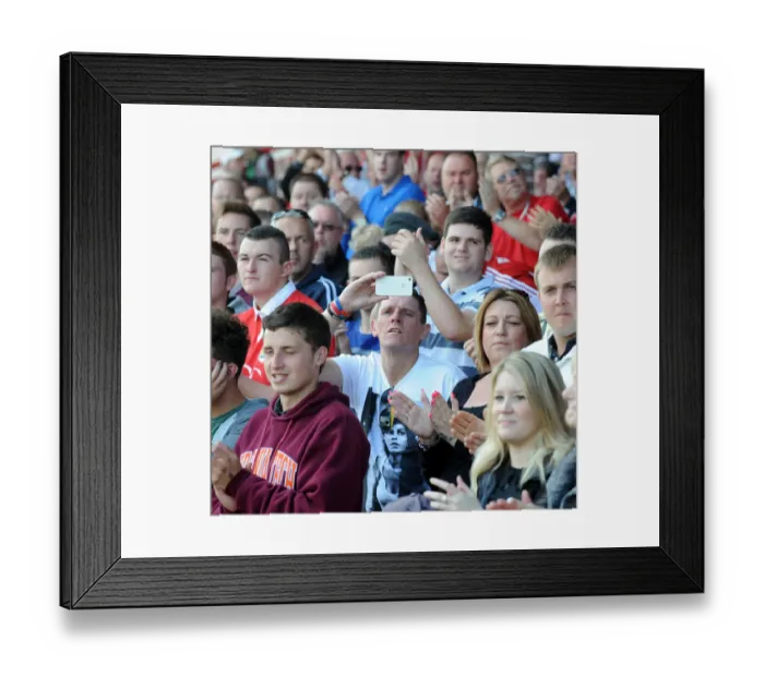Framed Print : Bristol City Fan Cheers at Ashton Gate during Bristol City vs Colchester United, Sky Bet League One (16 / 08 / 2014) Framed Print : Bristol City Fan Cheers at Ashton Gate during Bristol City vs Colchester United, Sky Bet League One (16 / 08 / 2014)