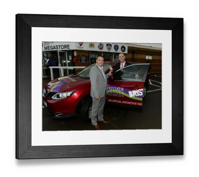 Framed Print : Bristol City FC: Wessex Garages Hand Over Sponsored Car Keys Ahead of Leyton Orient Match Framed Print : Bristol City FC: Wessex Garages Hand Over Sponsored Car Keys Ahead of Leyton Orient Match