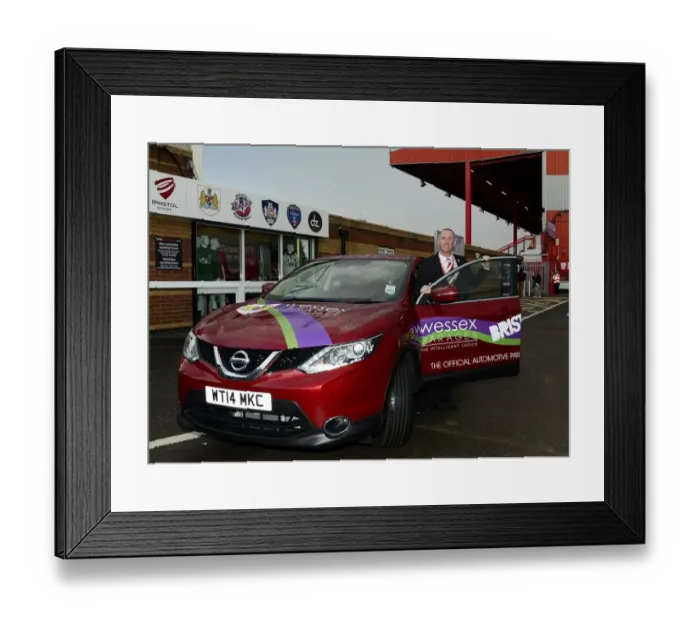 Framed Print : Bristol City FC: Wessex Garages Unveil Sponsored Car Ahead of Leyton Orient Match Framed Print : Bristol City FC: Wessex Garages Unveil Sponsored Car Ahead of Leyton Orient Match