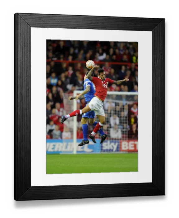 Framed Print : Intense Aerial Battle: Marlon Pack vs Darius Henderson, Bristol City vs Leyton Orient Framed Print : Intense Aerial Battle: Marlon Pack vs Darius Henderson, Bristol City vs Leyton Orient