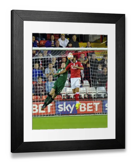 Framed Print : Bristol City Goalkeeper Frank Fielding Clears Ball Against Leyton Orient, Sky Bet League One, 2014