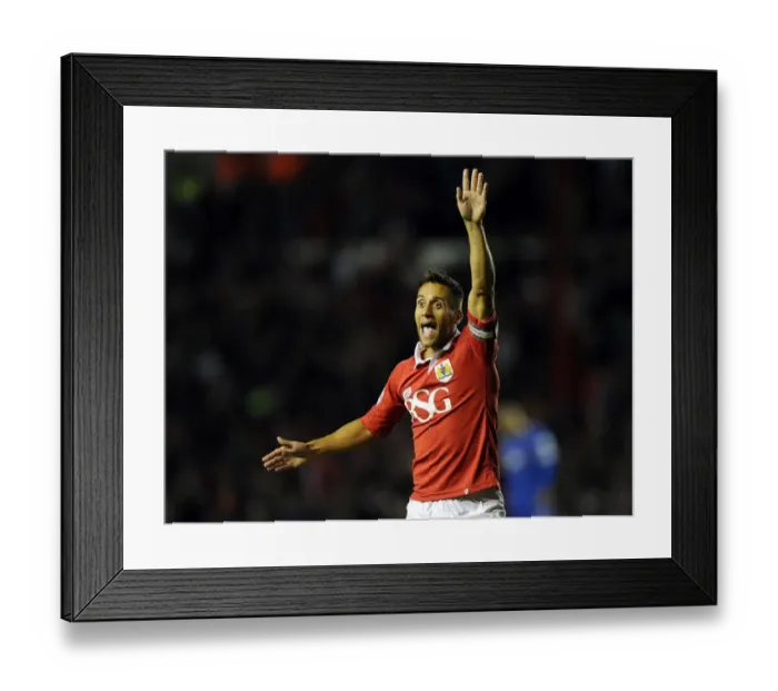 Framed Print : Bristol City's Sam Baldock Scores the Opener Against Leyton Orient at Ashton Gate (2014)