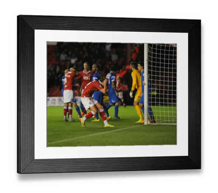 Framed Print : Bristol City's Luke Ayling Narrowly Heads Over: A Thrilling Moment from the 2014 Bristol City vs Leyton Orient Match