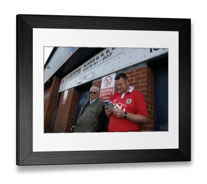 Framed Print : Bristol City Fans Gather Outside Spotland Stadium Before Rochdale Match, 2014