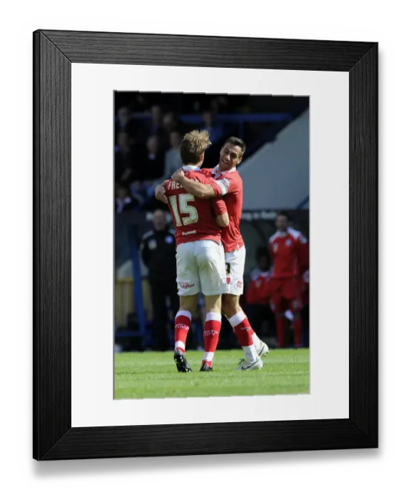 Framed Print : Bristol City's Luke Freeman and Sam Baldock Celebrate Goal Against Rochdale AFC, Sky Bet League One, 2014 Framed Print : Bristol City's Luke Freeman and Sam Baldock Celebrate Goal Against Rochdale AFC, Sky Bet League One, 2014