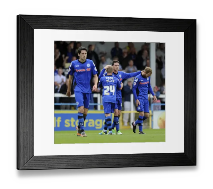 Framed Print : Ian Henderson's Goal Celebration: Rochdale's Upset Win Over Bristol City, August 2014 Framed Print : Ian Henderson's Goal Celebration: Rochdale's Upset Win Over Bristol City, August 2014