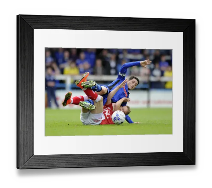 Framed Print : Scott Wagstaff Fouls Ian Henderson in Sky Bet League One Clash: Rochdale v Bristol City Framed Print : Scott Wagstaff Fouls Ian Henderson in Sky Bet League One Clash: Rochdale v Bristol City