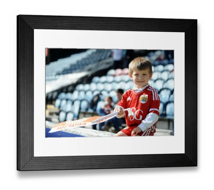 Framed Print : Young Bristol City Fan's Excitement at Rochdale AFC's Spotland Stadium Framed Print : Young Bristol City Fan's Excitement at Rochdale AFC's Spotland Stadium