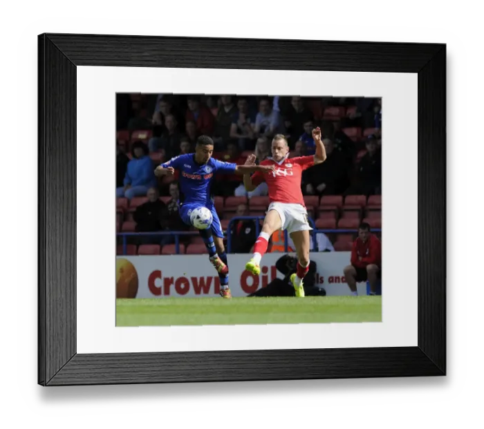Framed Print : Bristol City's Aaron Wilbraham vs Rochdale's Bastien Hery: Intense Moment in Sky Bet League One Clash