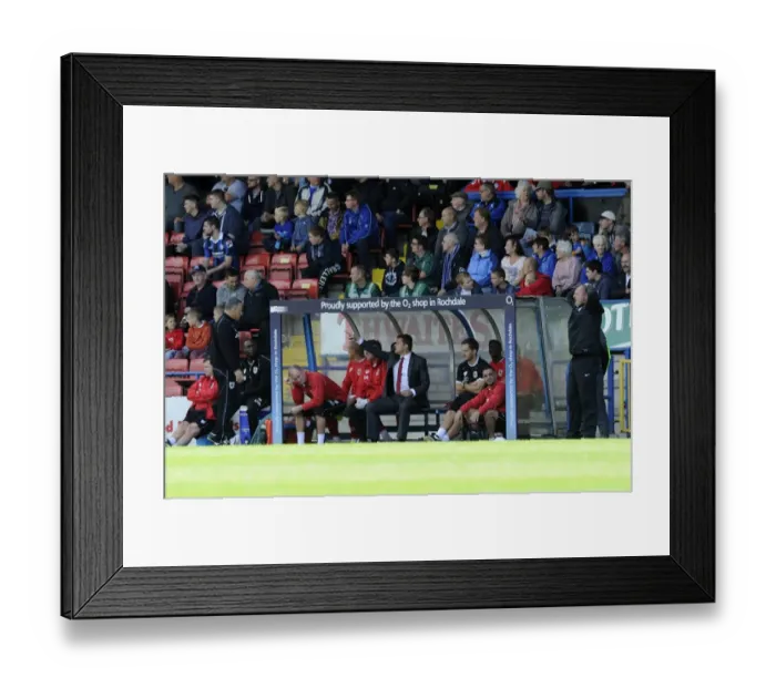 Framed Print : Steve Cotterill Shouts Instructions from the Sideline: Rochdale AFC vs. Bristol City, Sky Bet League One