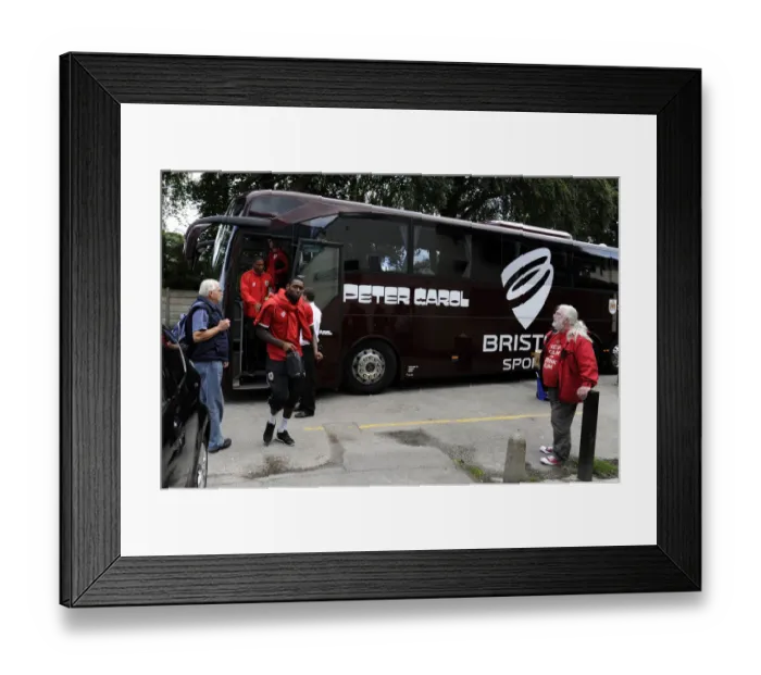 Framed Print : Bristol City Players Arrive at Rochdale's Spotland Stadium Ahead of Sky Bet League One Clash Framed Print : Bristol City Players Arrive at Rochdale's Spotland Stadium Ahead of Sky Bet League One Clash