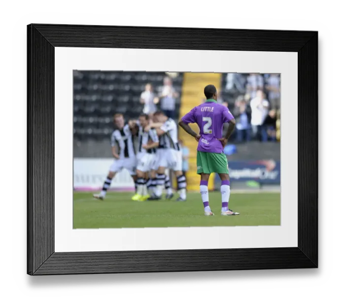 Framed Print : Mark Little's Disappointment: Notts County Celebrates Win Over Bristol City Framed Print : Mark Little's Disappointment: Notts County Celebrates Win Over Bristol City