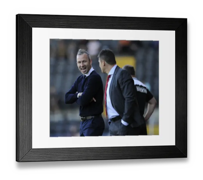 Framed Print : Shouting for a Penalty: Notts County Manager Shaun Derry Reacts as Bristol City is Awarded