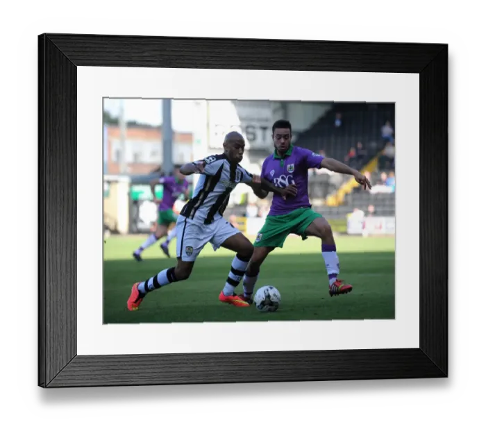 Framed Print : Derrick Williams Battles for the Ball: Notts County vs. Bristol City, Sky Bet League One (August 2014)
