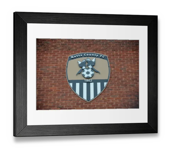 Framed Print : Football Rivalry at Meadow Lane: Notts County vs. Bristol City (August 2014) - Brick Wall Showcases Notts County Crest Framed Print : Football Rivalry at Meadow Lane: Notts County vs. Bristol City (August 2014) - Brick Wall Showcases Notts County Crest