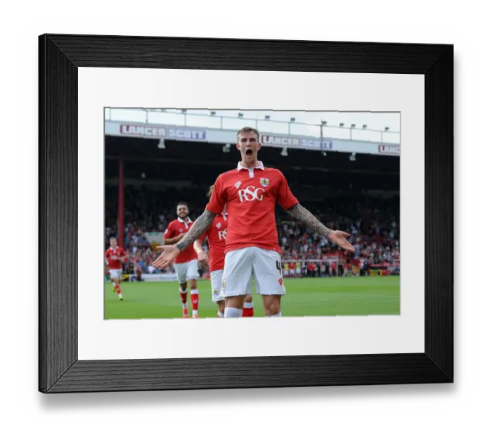 Framed Print : Aden Flint's Euphoric Goal Celebration: Bristol City's Victory Against Scunthorpe United (September 6, 2014) Framed Print : Aden Flint's Euphoric Goal Celebration: Bristol City's Victory Against Scunthorpe United (September 6, 2014)