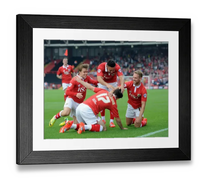Framed Print : Bristol City Celebrates Greg Cunningham's Goal Against Scunthorpe United at Ashton Gate, Sky Bet League One Framed Print : Bristol City Celebrates Greg Cunningham's Goal Against Scunthorpe United at Ashton Gate, Sky Bet League One