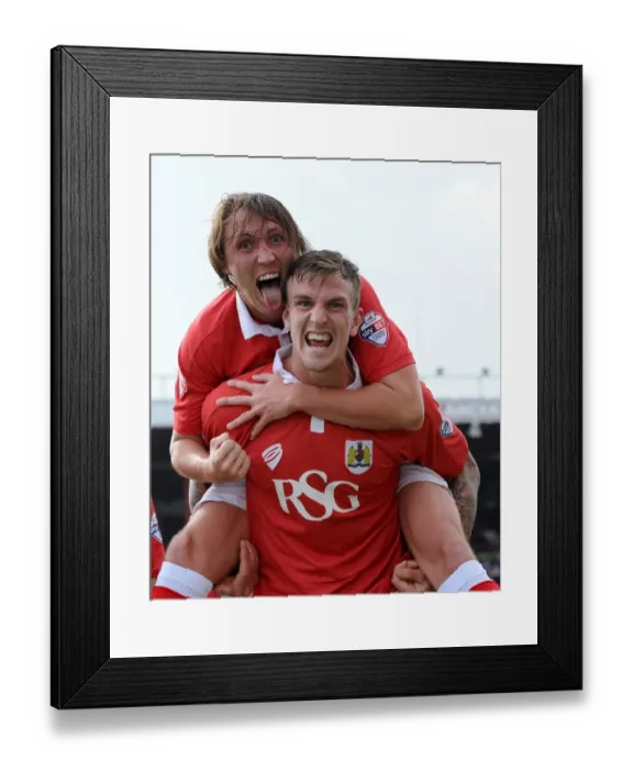 Framed Print : Aden Flint and Luke Ayling: Celebrating Bristol City's Goal in Sky Bet League One (September 6, 2014)