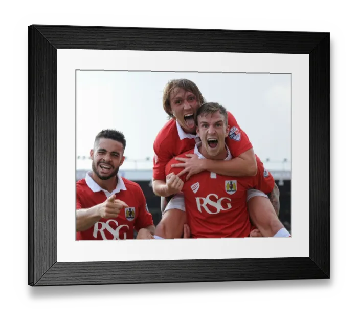 Framed Print : Triumphant Threesome: Aden Flint, Luke Ayling, and Derrick Williams Euphoric Celebration (Bristol City Football Club) Framed Print : Triumphant Threesome: Aden Flint, Luke Ayling, and Derrick Williams Euphoric Celebration (Bristol City Football Club)