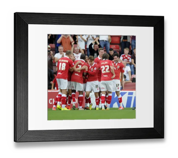 Framed Print : Bristol City's Thrilling Victory: Greg Cunningham and Team Mates Celebrate Against Scunthorpe United, September 6, 2014