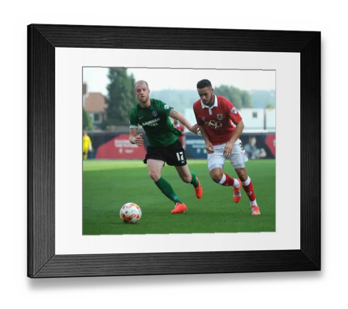 Framed Print : Intense Rivalry: Derrick Williams vs Neil Bishop - A Football Battle at Ashton Gate Framed Print : Intense Rivalry: Derrick Williams vs Neil Bishop - A Football Battle at Ashton Gate
