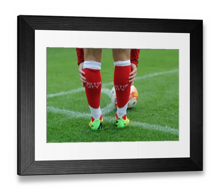 Framed Print : Bristol City's Luke Freeman: A Unique Socks Moment at Ashton Gate (September 6, 2014)