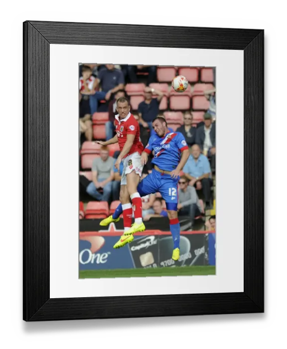 Framed Print : Intense Aerial Battle: Wilbraham vs McCullough in Bristol City vs Doncaster Rovers Football Match Framed Print : Intense Aerial Battle: Wilbraham vs McCullough in Bristol City vs Doncaster Rovers Football Match