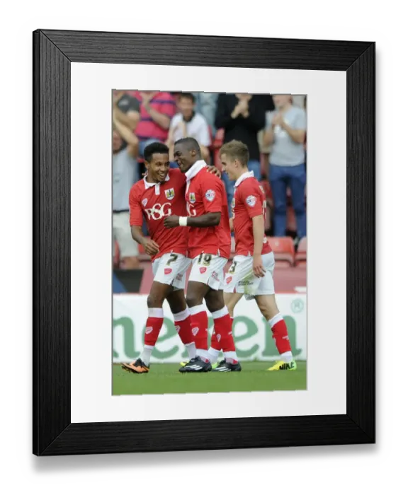 Framed Print : Kieran Agard's First Goal for Bristol City: A Celebration at Ashton Gate against Doncaster Rovers Framed Print : Kieran Agard's First Goal for Bristol City: A Celebration at Ashton Gate against Doncaster Rovers