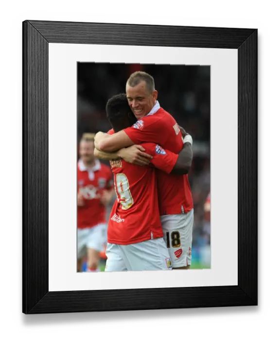 Framed Print : Bristol City Celebrates: Agard and Wilbraham's Goal Dance (Bristol City vs Doncaster Rovers, September 13, 2014) Framed Print : Bristol City Celebrates: Agard and Wilbraham's Goal Dance (Bristol City vs Doncaster Rovers, September 13, 2014)