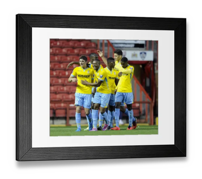 Framed Print : Thrilling Moment: Jake Gray's Goal Celebration for Bristol City U21s vs Crystal Palace U21s (September 15, 2014)