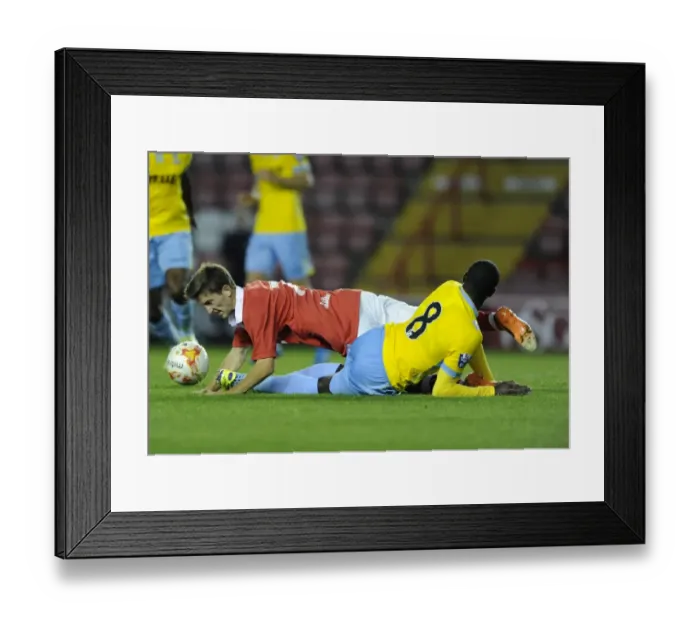 Framed Print : Tense Rivalry: Last vs Boateng in Bristol City U21s vs Crystal Palace U21s Framed Print : Tense Rivalry: Last vs Boateng in Bristol City U21s vs Crystal Palace U21s