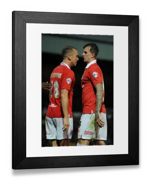 Framed Print : Aden Flint and Aaron Wilbraham Celebrate Goal for Bristol City against Port Vale, September 16, 2014 Framed Print : Aden Flint and Aaron Wilbraham Celebrate Goal for Bristol City against Port Vale, September 16, 2014