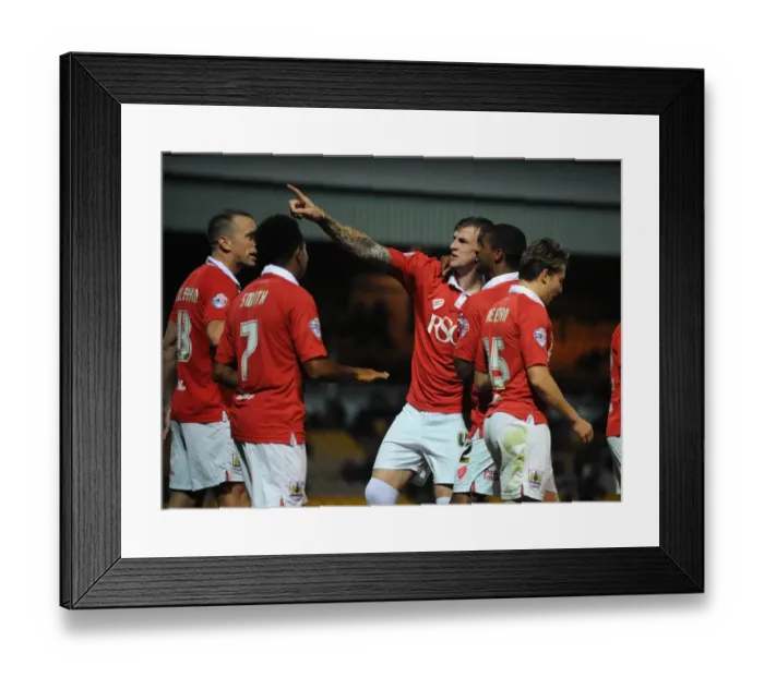 Framed Print : Aden Flint's Euphoric Goal Celebration: Port Vale vs. Bristol City, Sky Bet League One, 2014